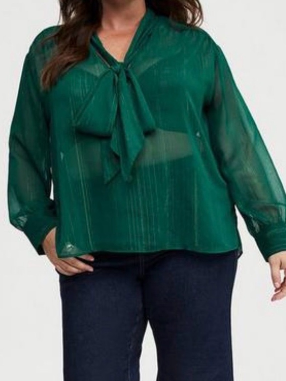 NWT Torrid chiffon shimmer tie front blouse, Torrid size 1, 1X